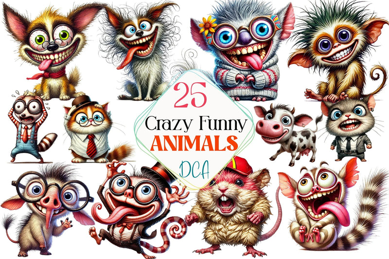 Crazy Funny Animals Clipart Bundle - CraftNest - Digital Crafting and Art