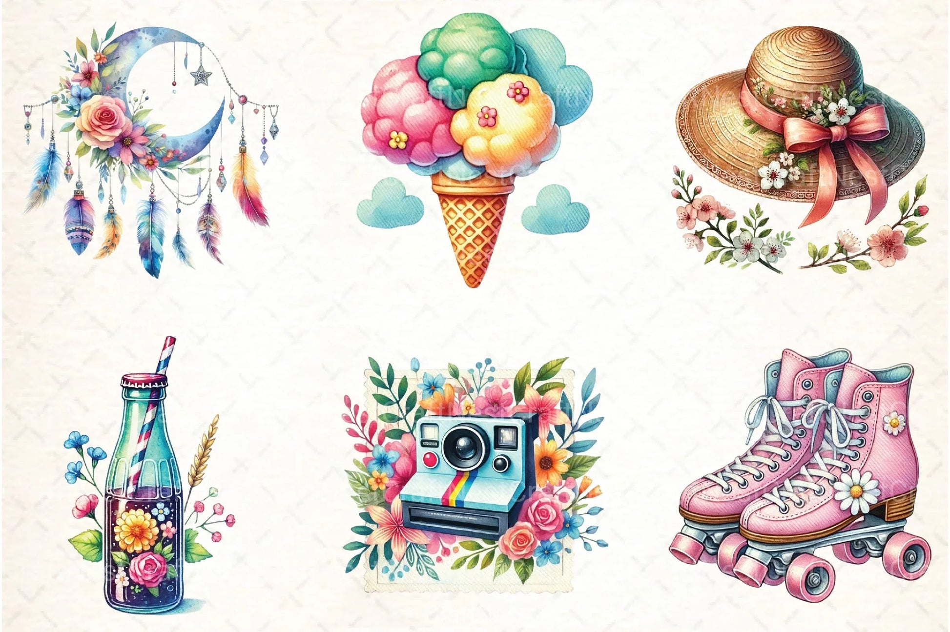 Retro Spring Clipart Bundle 99 - CraftNest - Digital Crafting and Art