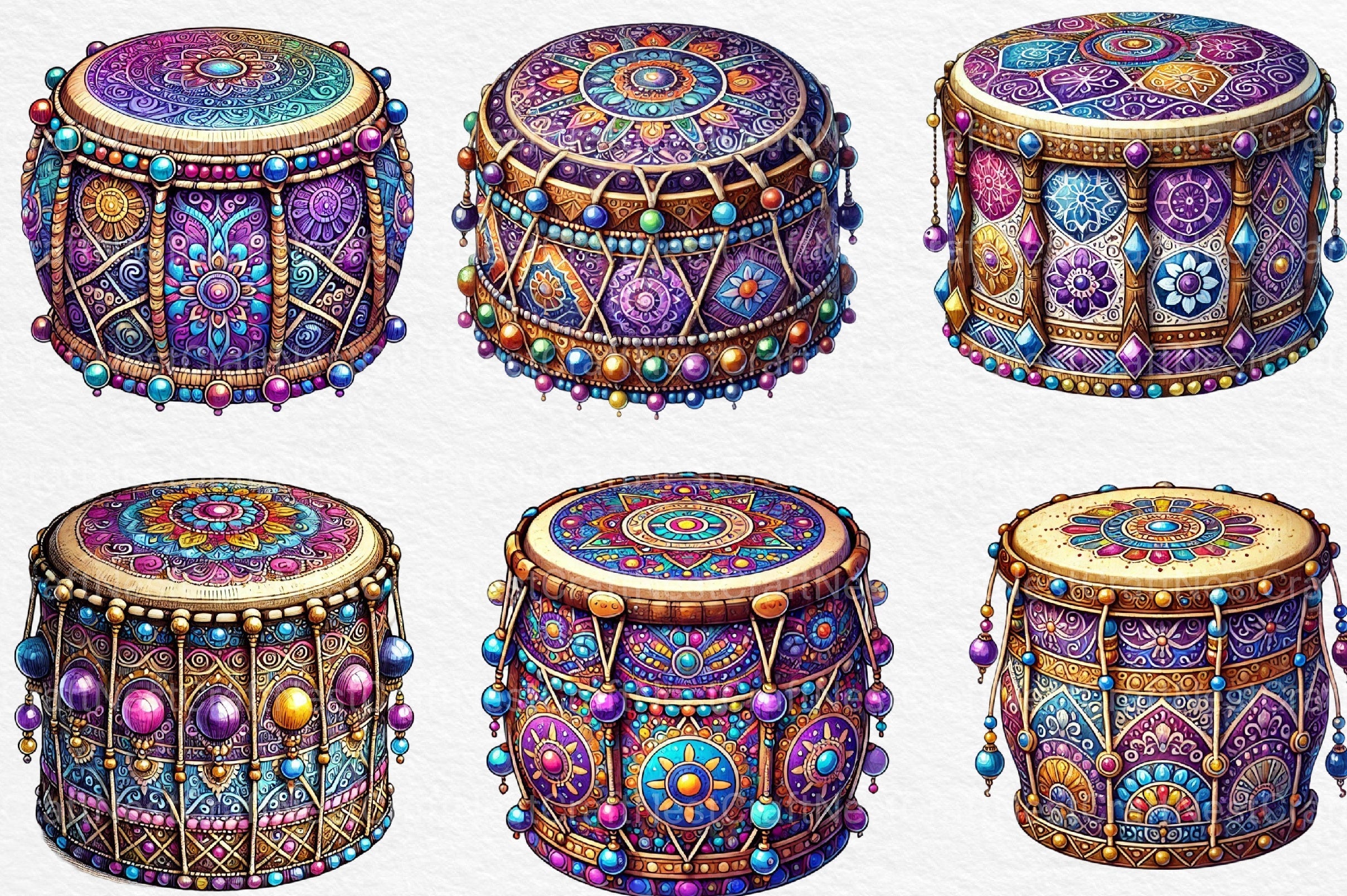 Mardi Gras Drum Clipart Bundle 1