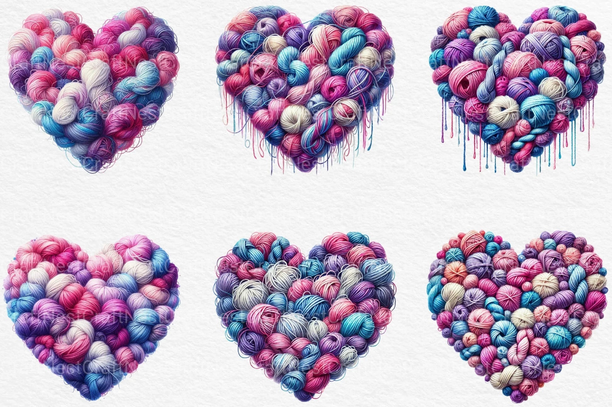 Valentine Heart Shaped Yarn Clipart Bundle - CraftNest - Digital Crafting and Art