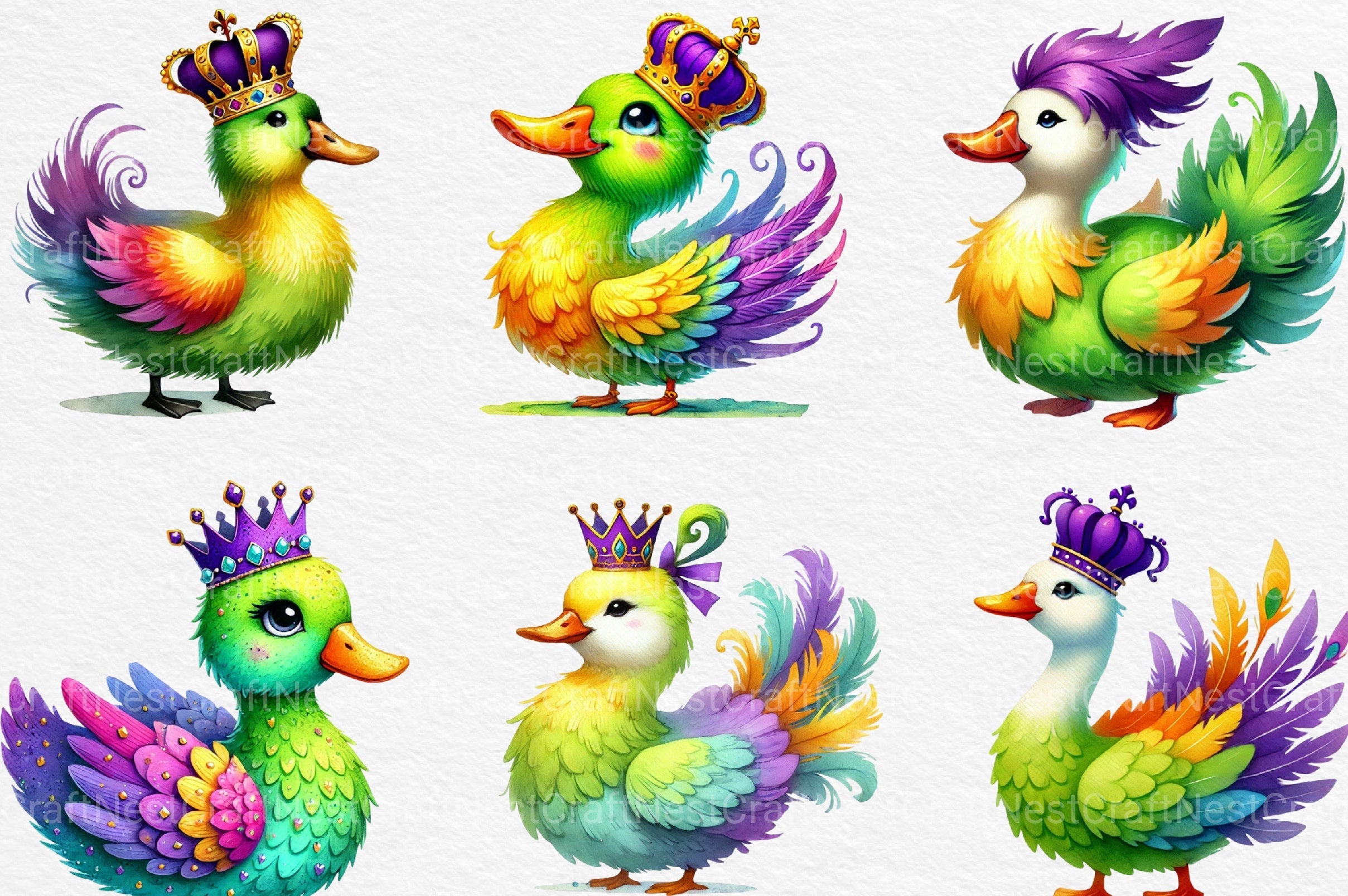 Mardi Gras Duck Clipart Bundle 2