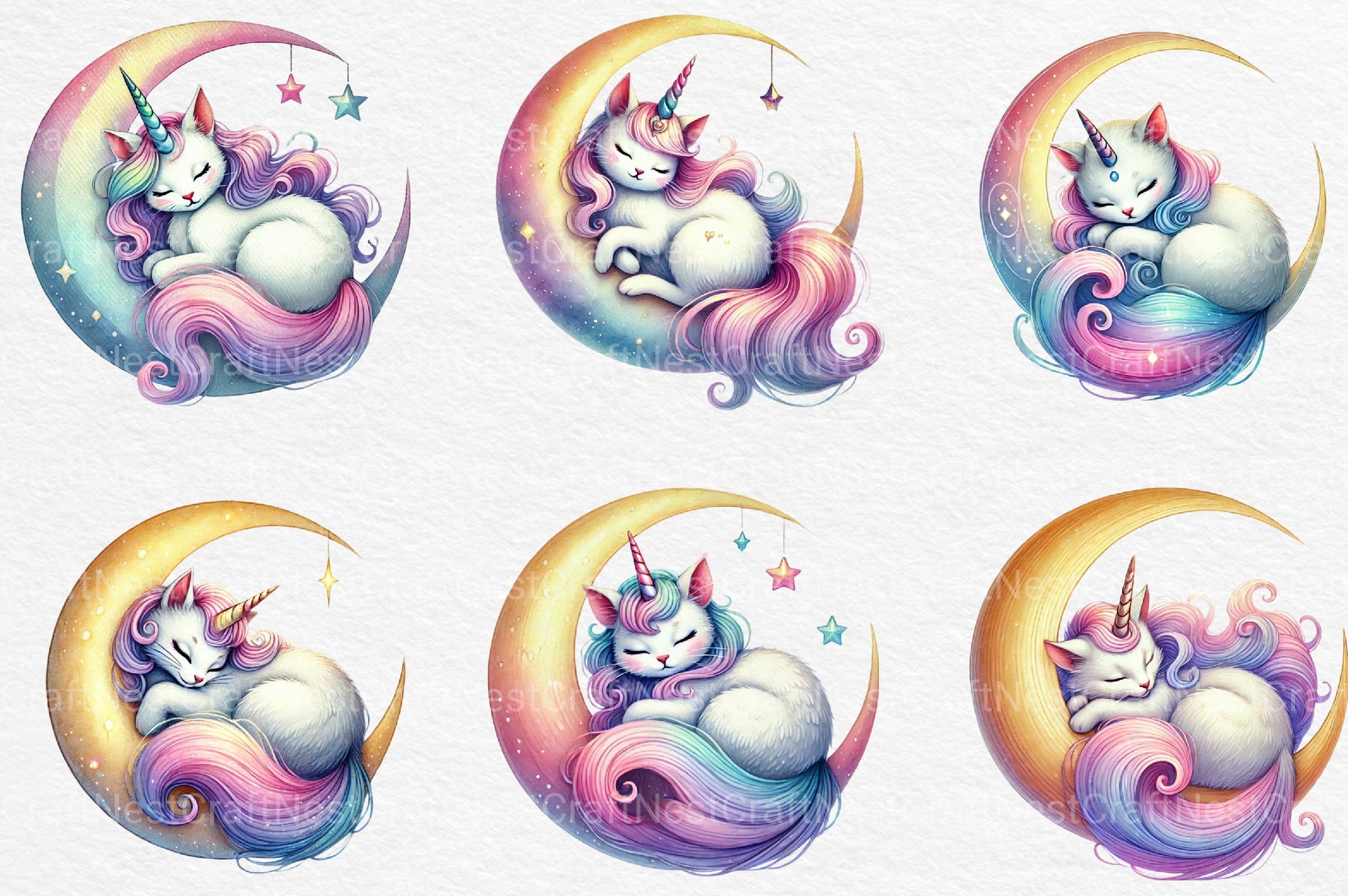 Unicorn Cat Clipart Bundle