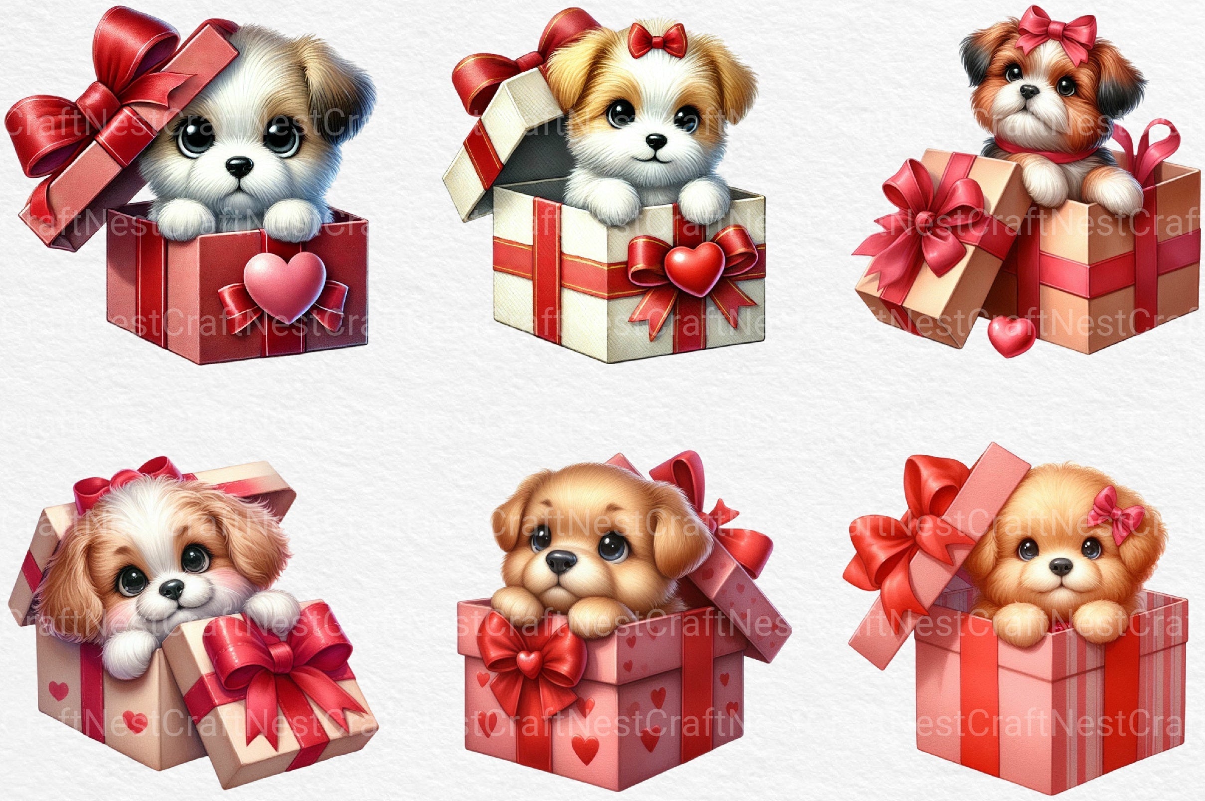 Valentine Peeking Dog Clipart Bundle