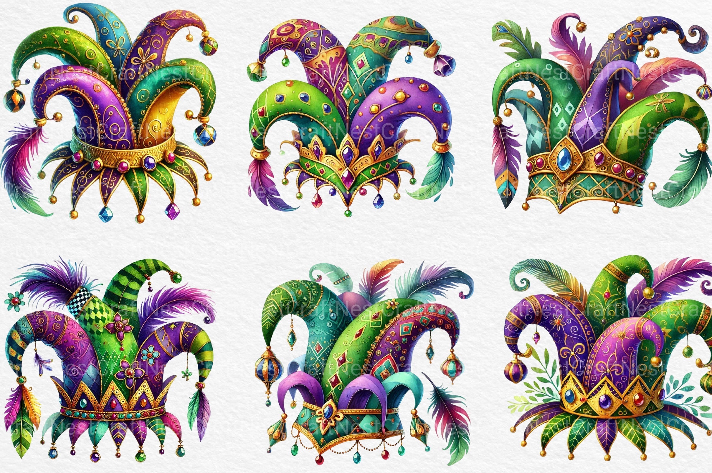 Mardi Gras Hat Clipart Bundle 1