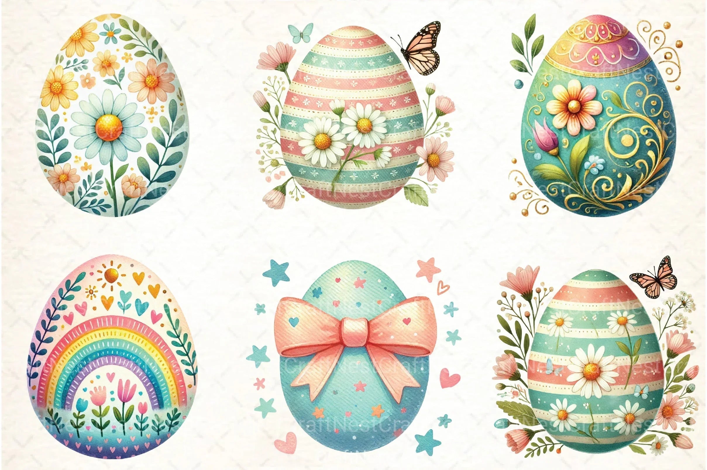 Cute Easter Eggs Clipart Bundle 2 - CraftNest - Digital Crafting and Art