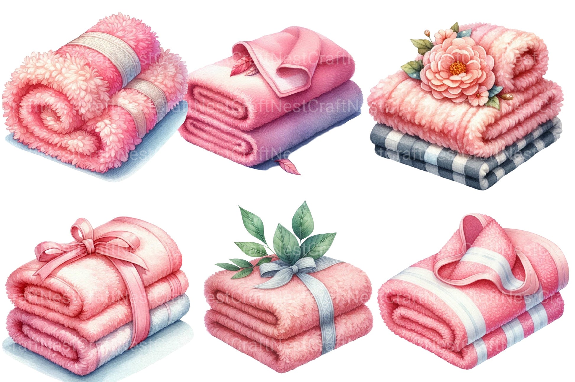Summer Pink Towel Clipart Bundle - CraftNest - Digital Crafting and Art