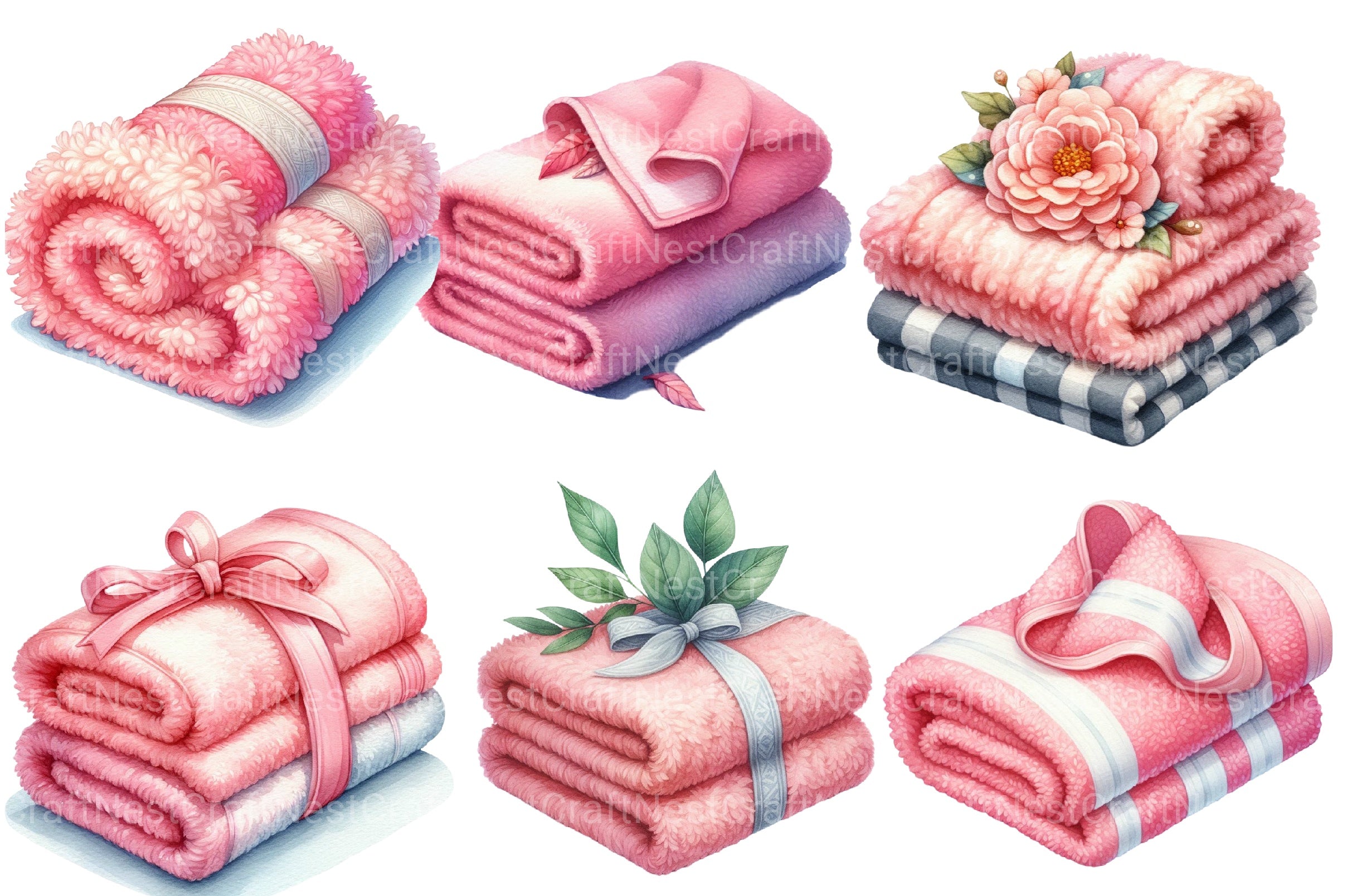 Summer Pink Towel Clipart Bundle - CraftNest - Digital Crafting and Art
