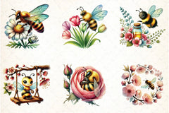 Spring Bees Clipart Bundle - CraftNest - Digital Crafting and Art