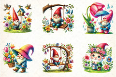 Spring Gnome Clipart Bundle - CraftNest - Digital Crafting and Art