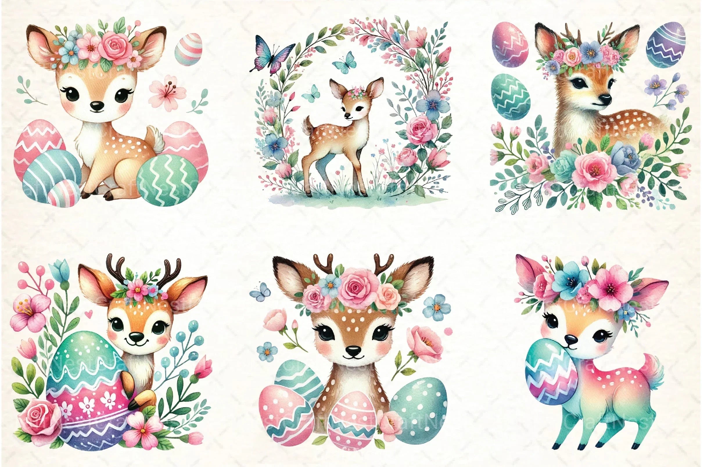 Cute Easter Deer Clipart Bundle - CraftNest - Digital Crafting and Art