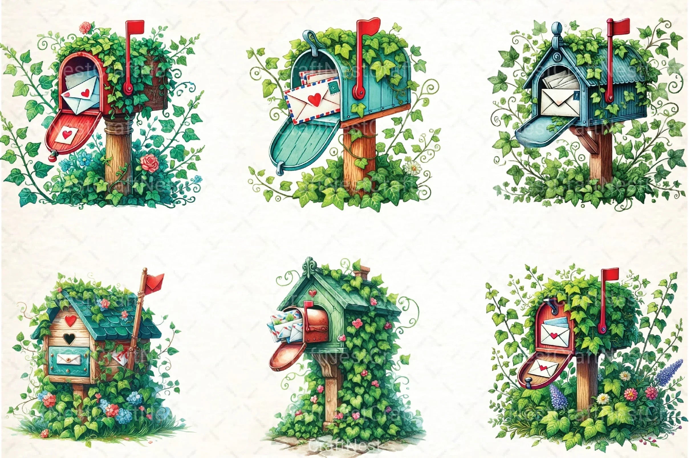 Spring Mailbox Clipart Bundle 3 - CraftNest - Digital Crafting and Art