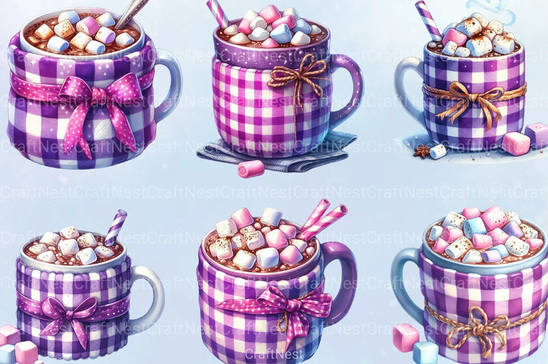 Gingham Cocoa Clipart Bundle - CraftNest - Digital Crafting and Art