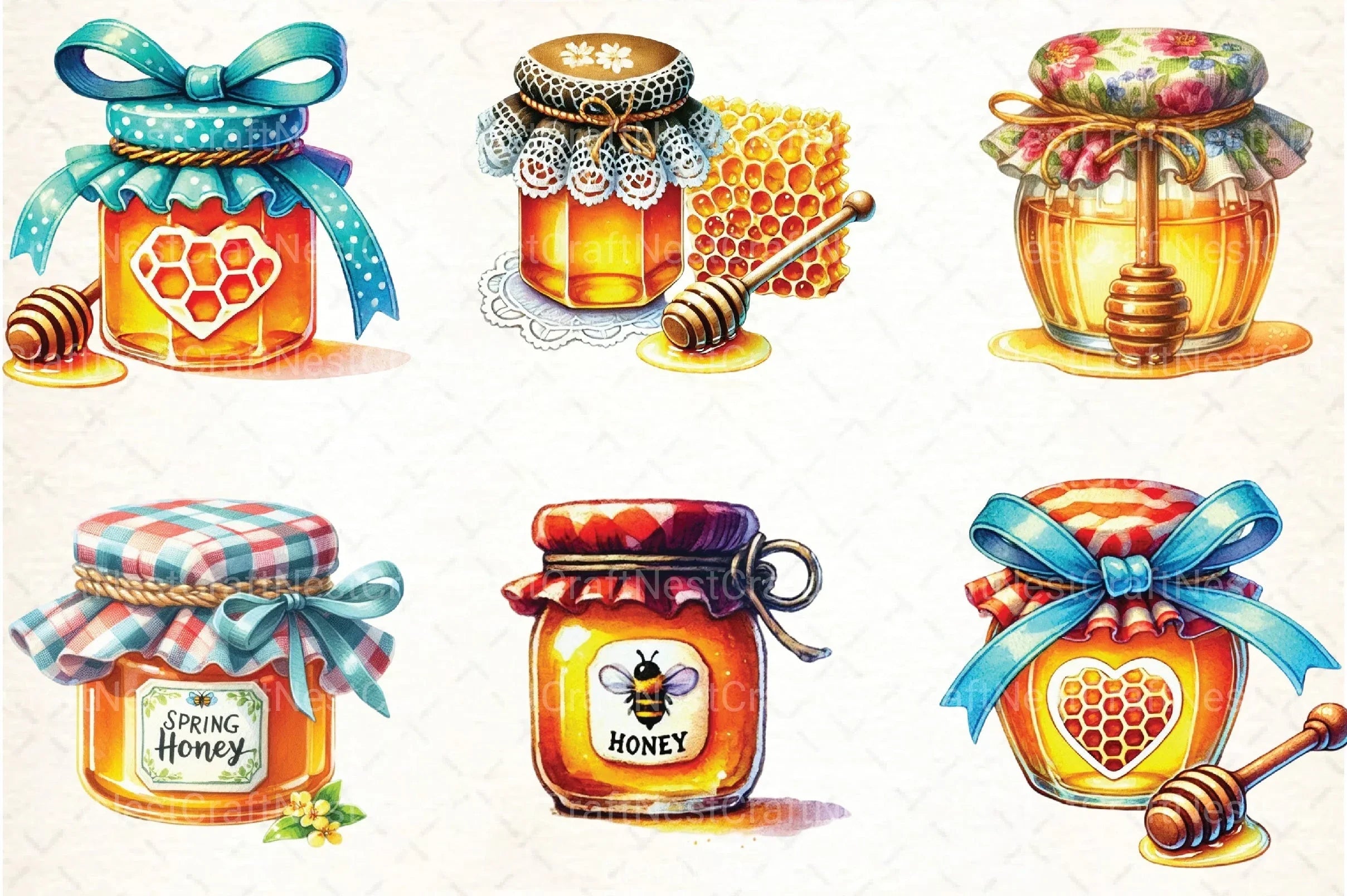 Spring Honey Jar Clipart Bundle 1 - CraftNest - Digital Crafting and Art