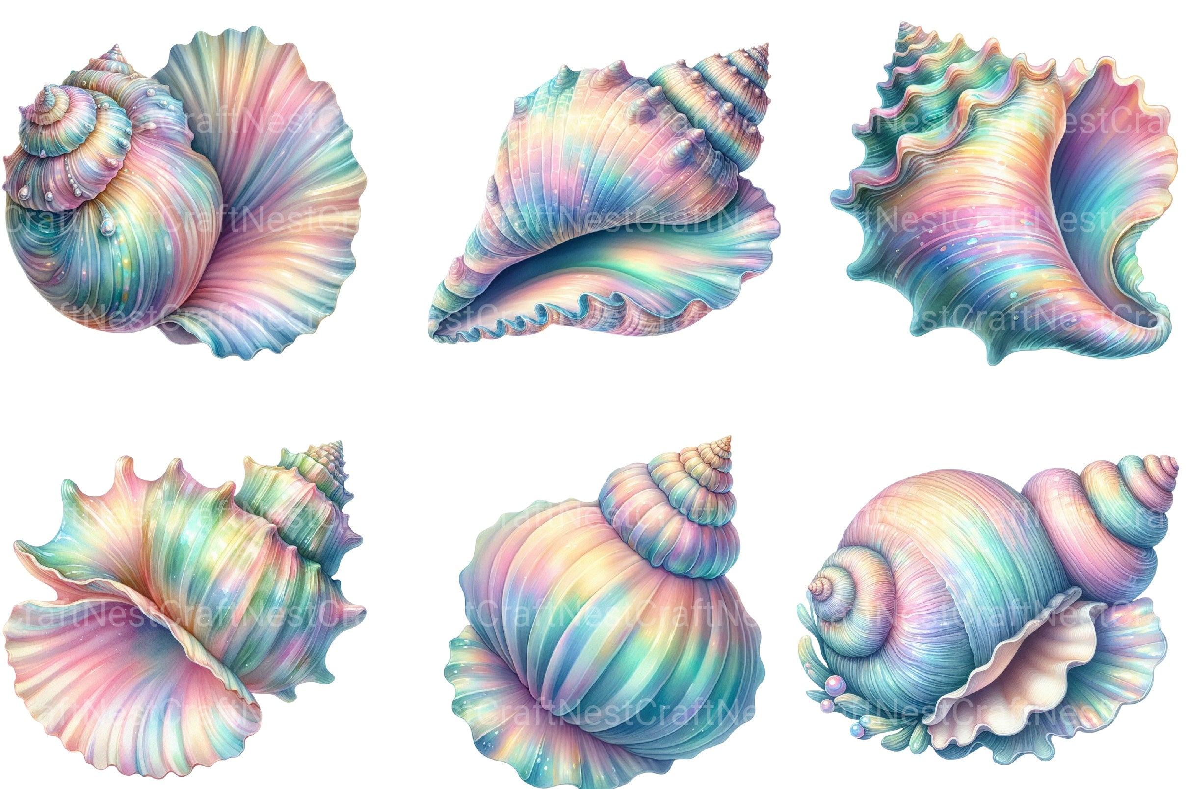 Summer Pastel Seashell Clipart Bundle - CraftNest - Digital Crafting and Art