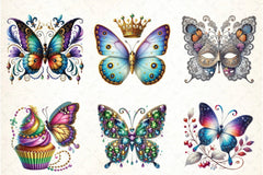 Mardi Gras Butterfly Clipart Bundle - CraftNest - Digital Crafting and Art