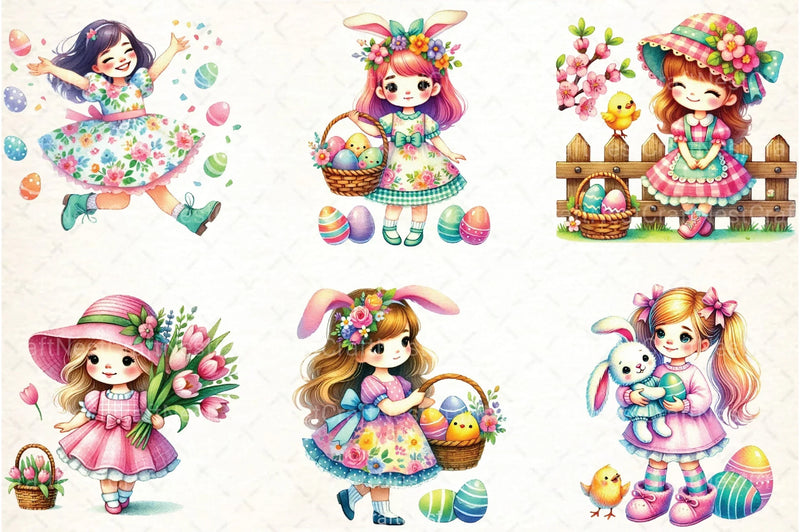 Spring Easter Girls Clipart Bundle - CraftNest - Digital Crafting and Art