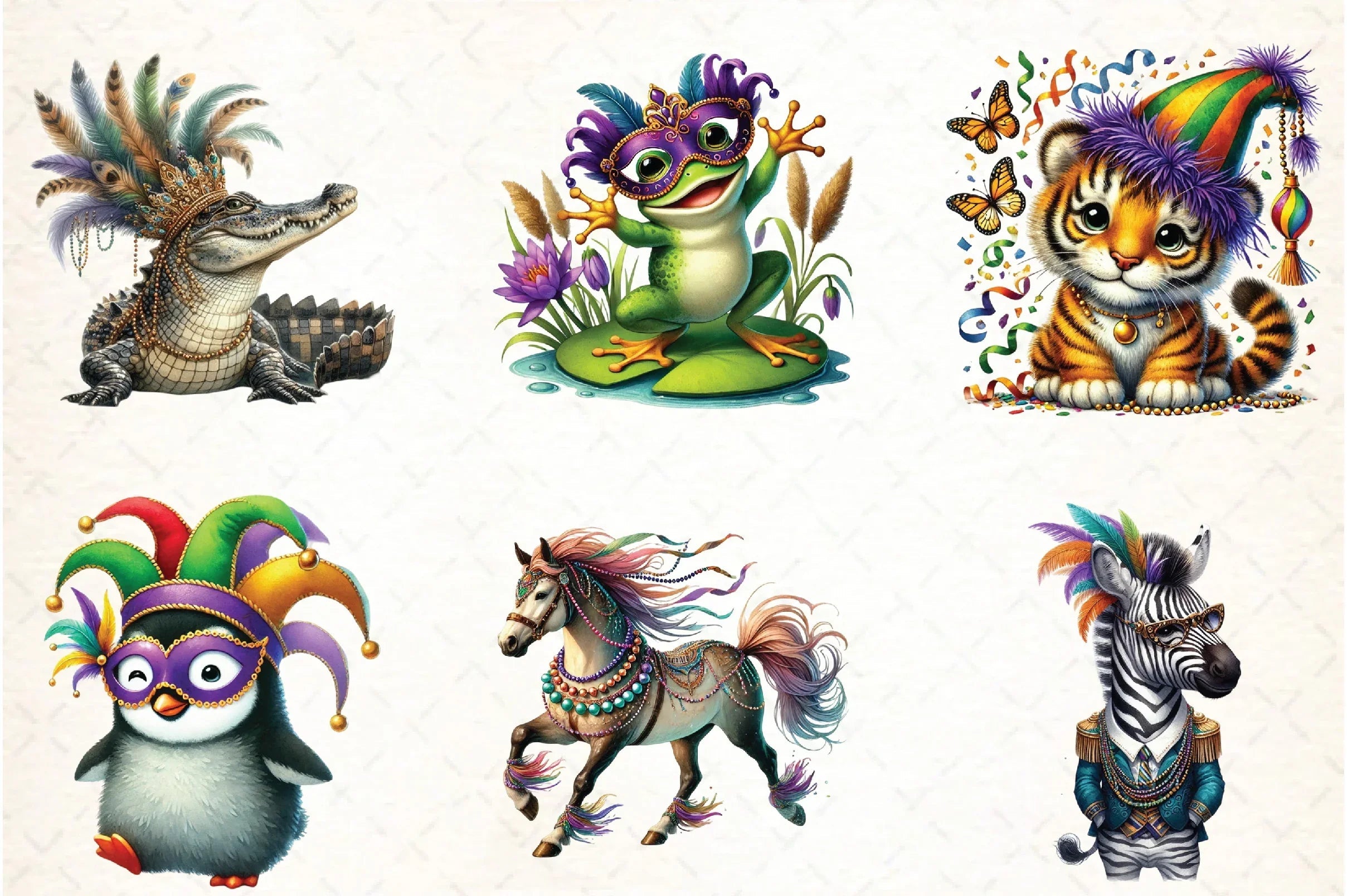 Mardi Gras Animal Clipart Bundle - CraftNest - Digital Crafting and Art