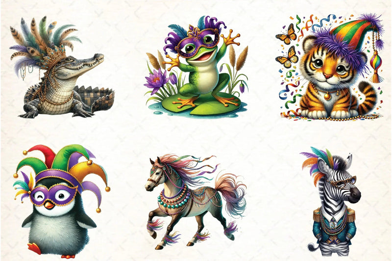 Mardi Gras Animal Clipart Bundle - CraftNest - Digital Crafting and Art