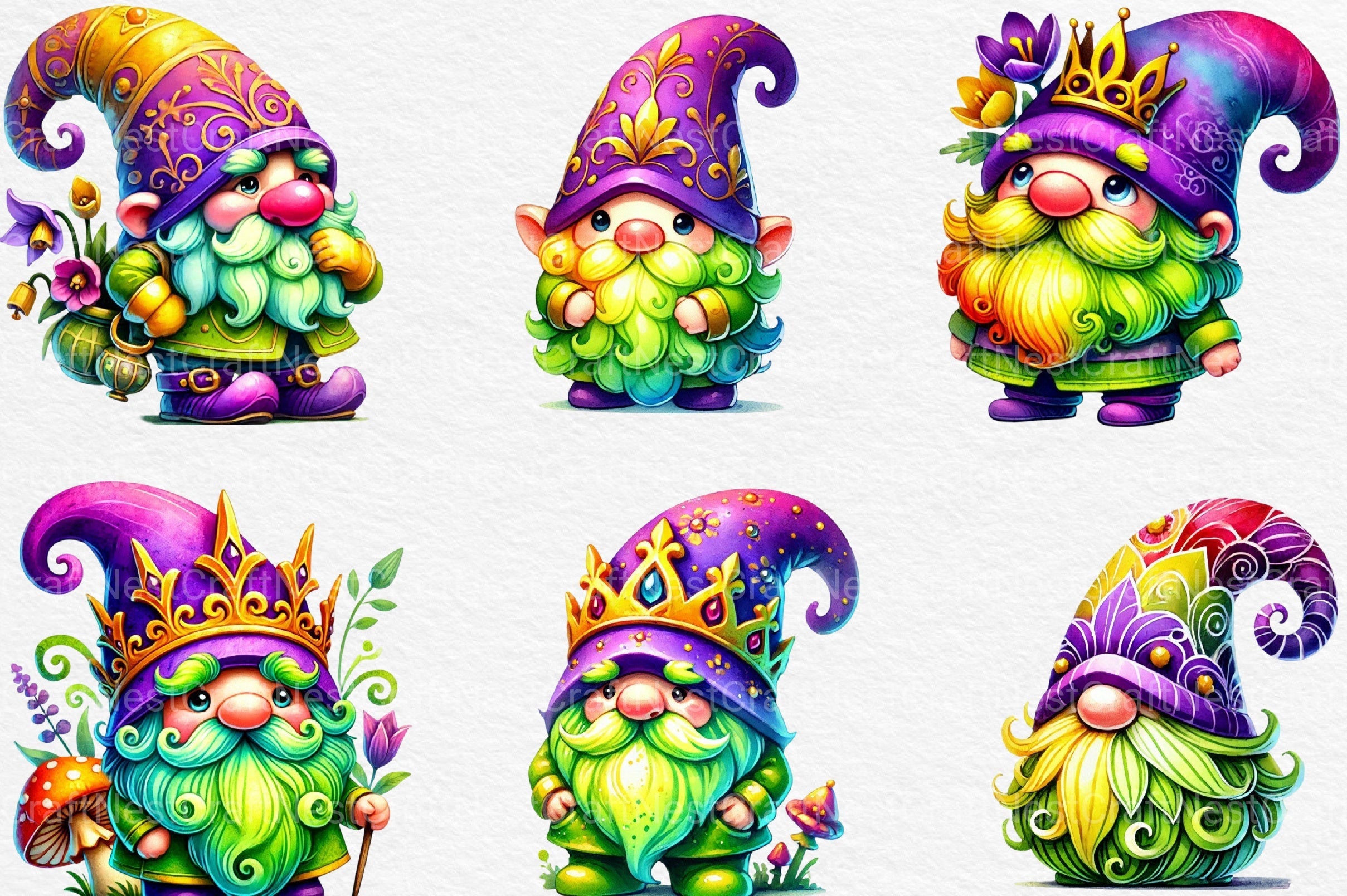 Mardi Gras Gnome Clipart Bundle 3