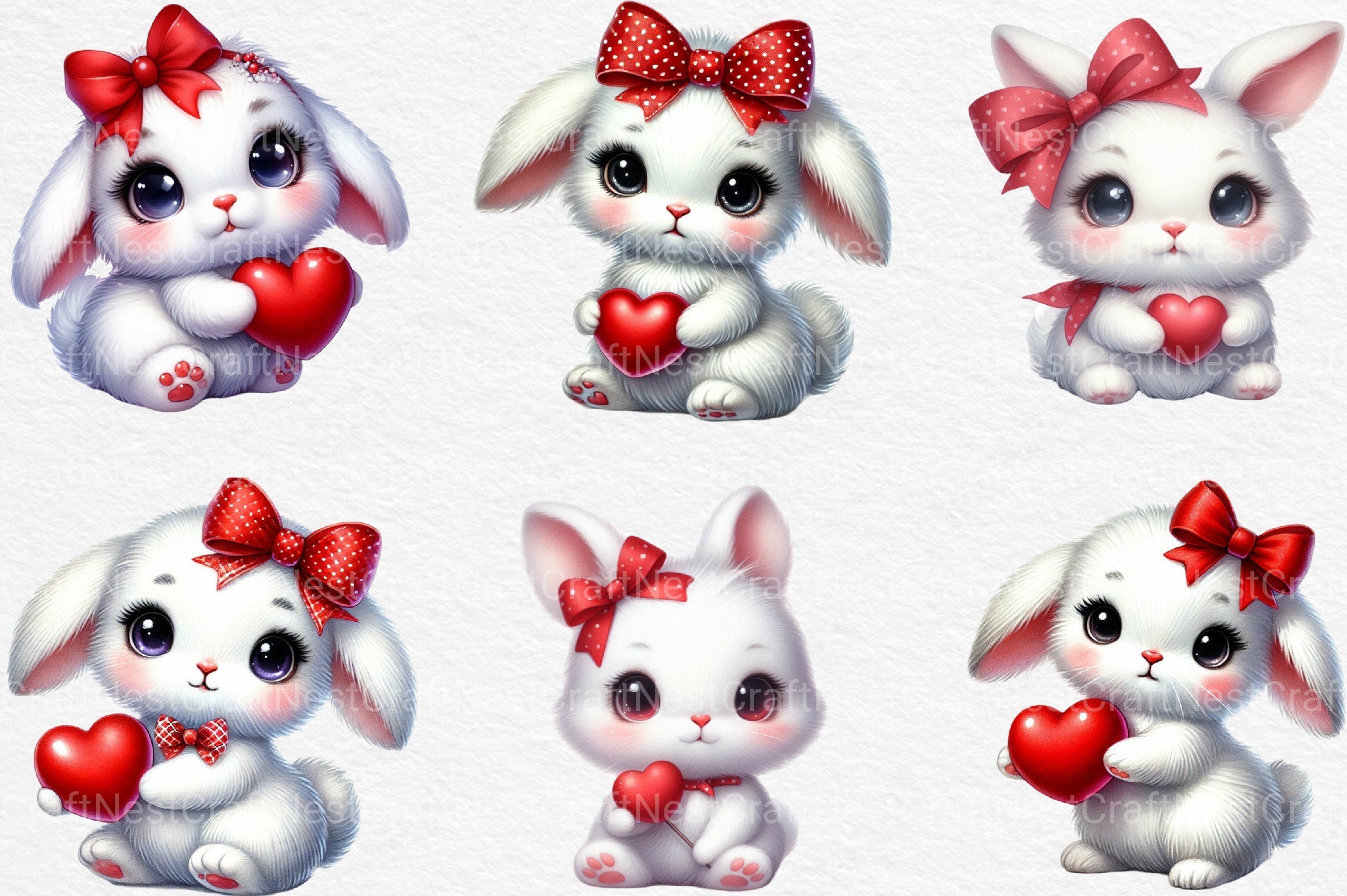 Valentine Cute Bunny Clipart Bundle