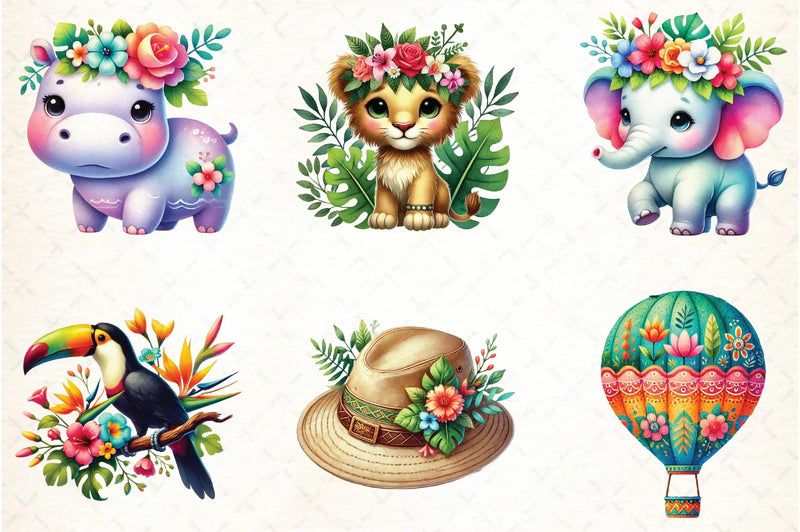 Spring Safari Time Clipart Bundle - CraftNest - Digital Crafting and Art