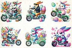 Easter Biker Bunny Clipart Bundle 19 - CraftNest - Digital Crafting and Art