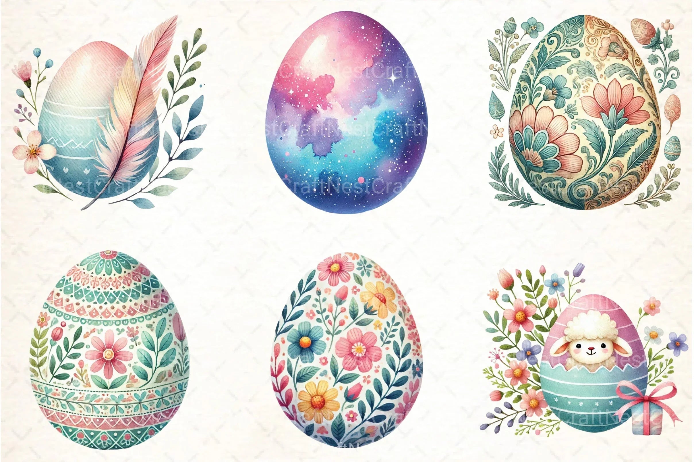 Cute Easter Eggs Clipart Bundle 2 - CraftNest - Digital Crafting and Art