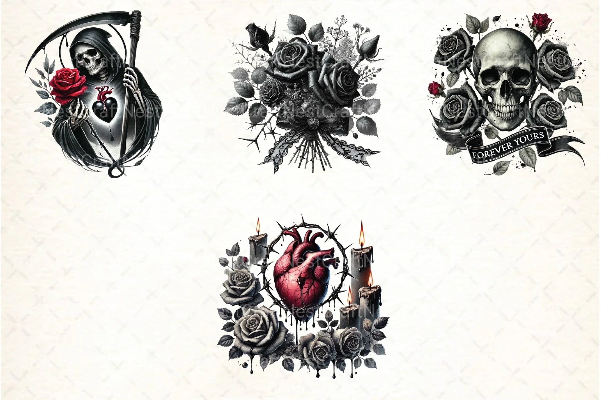 Gothic Valentine's Day Clipart Bundle 6 - CraftNest - Digital Crafting and Art