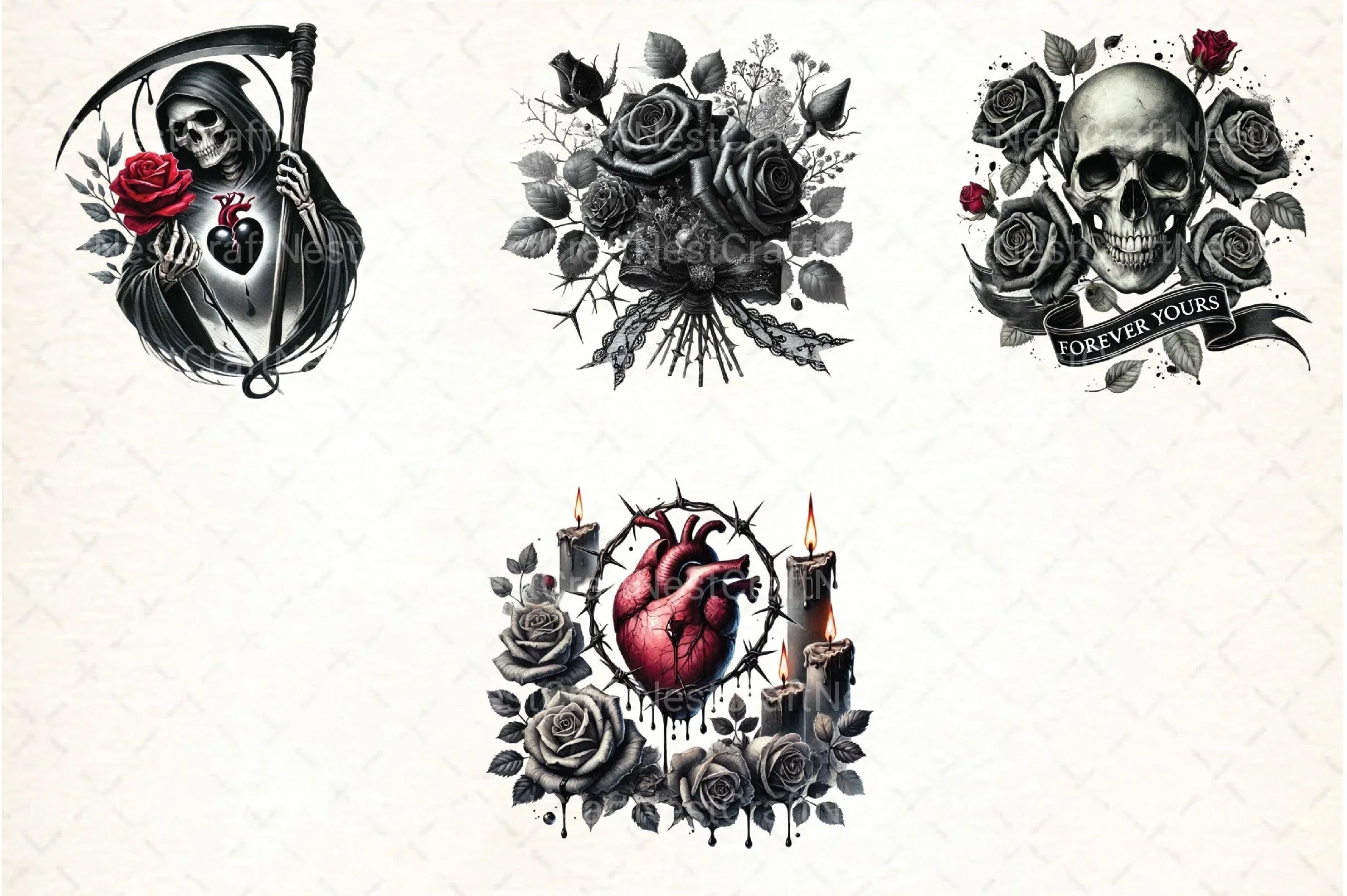 Gothic Valentine's Day Clipart Bundle 6 - CraftNest - Digital Crafting and Art