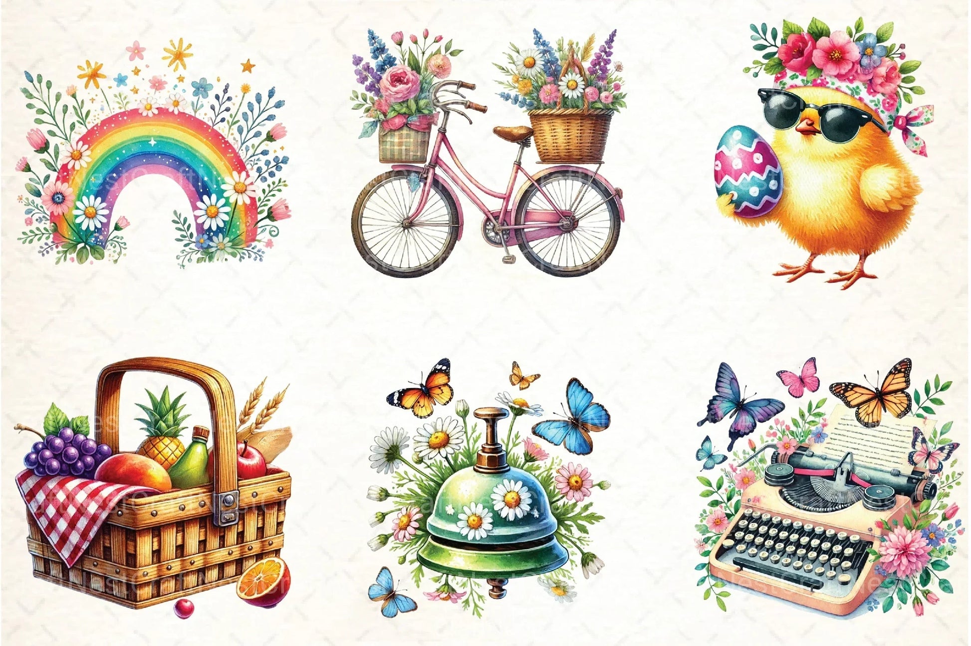 Retro Spring Clipart Bundle 99 - CraftNest - Digital Crafting and Art