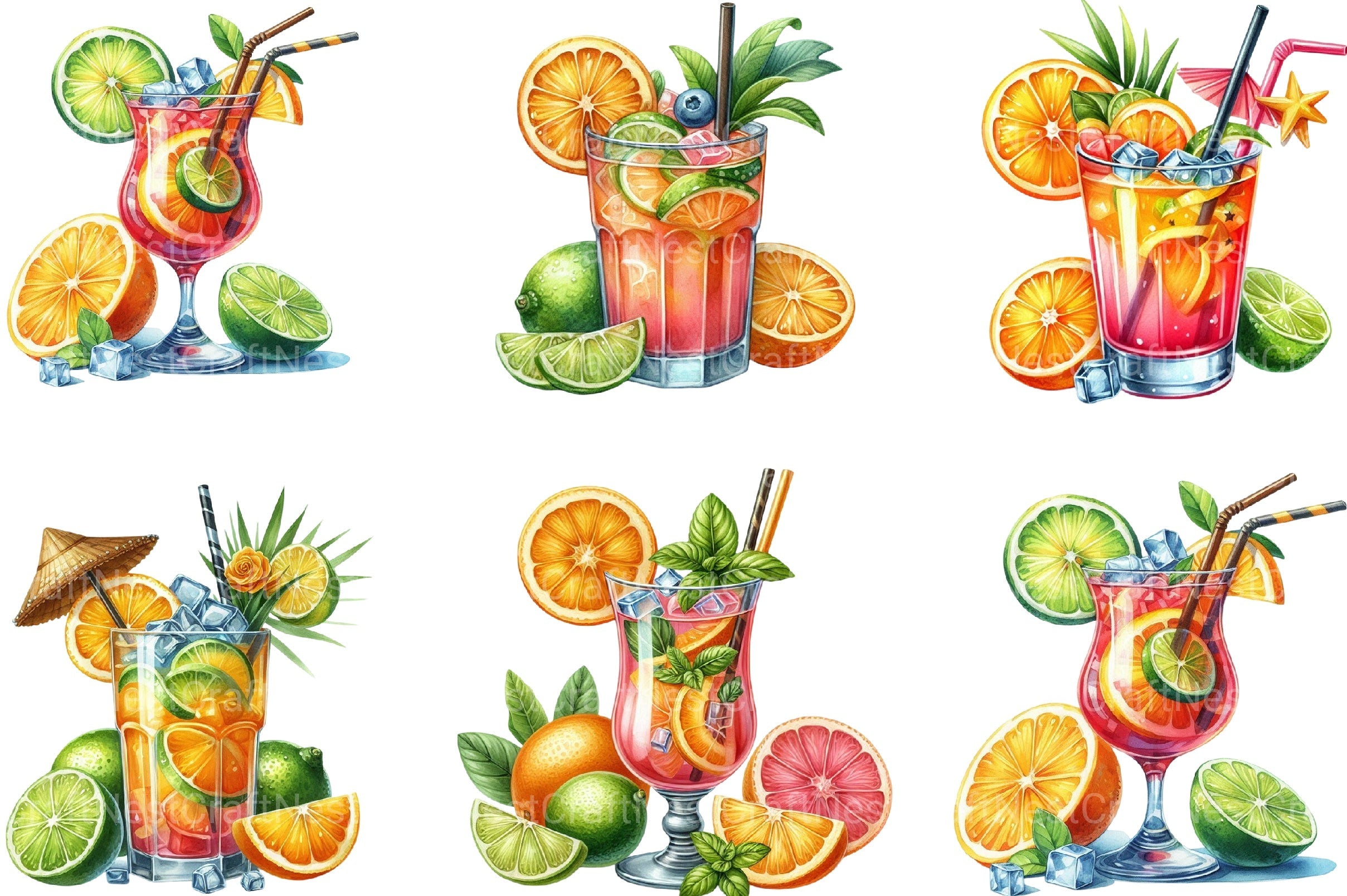 Summer Tropical Cocktail Clipart Bundle - CraftNest - Digital Crafting and Art