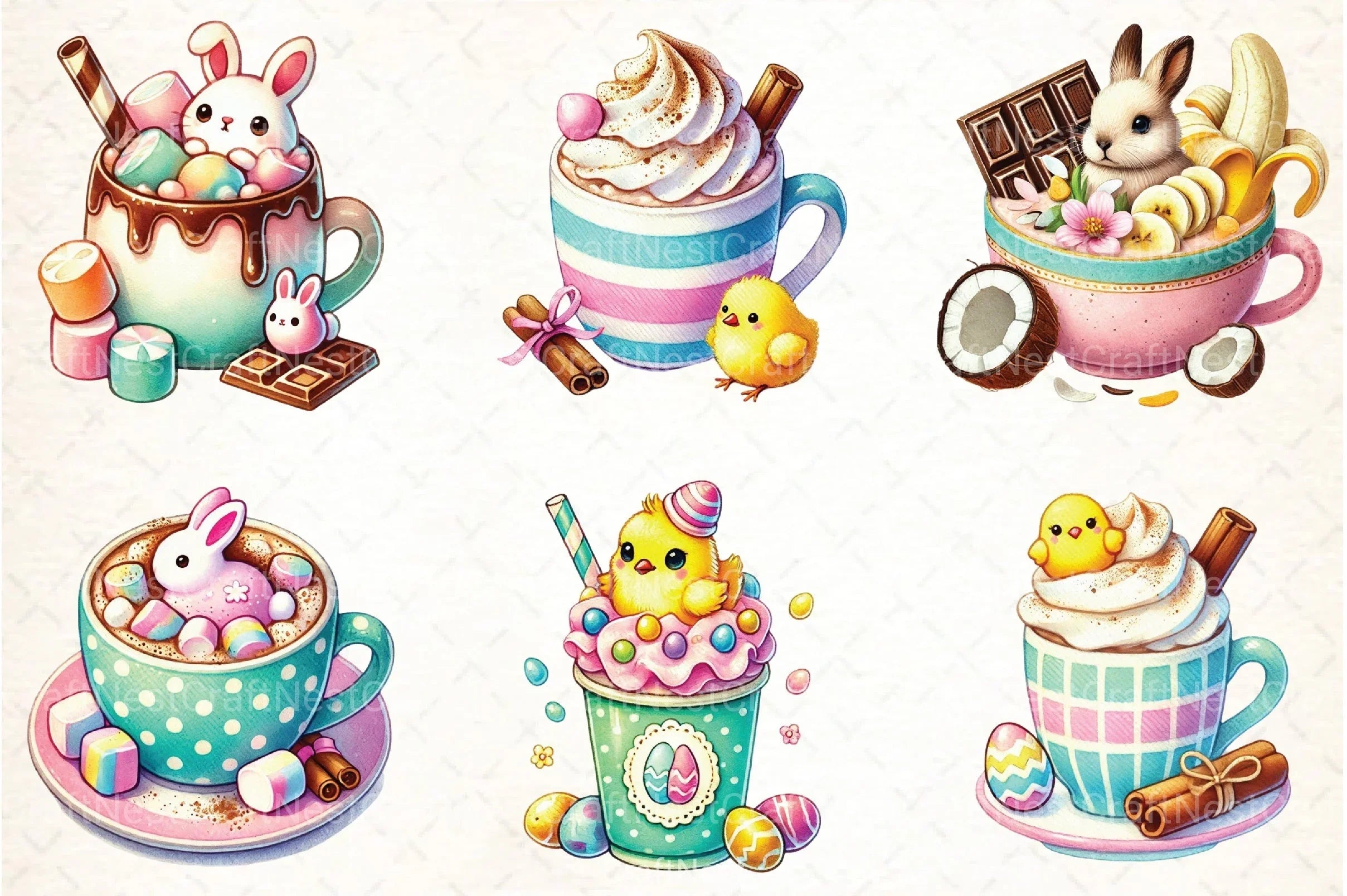 Cute Easter Drinks Clipart Bundle 3 - CraftNest - Digital Crafting and Art