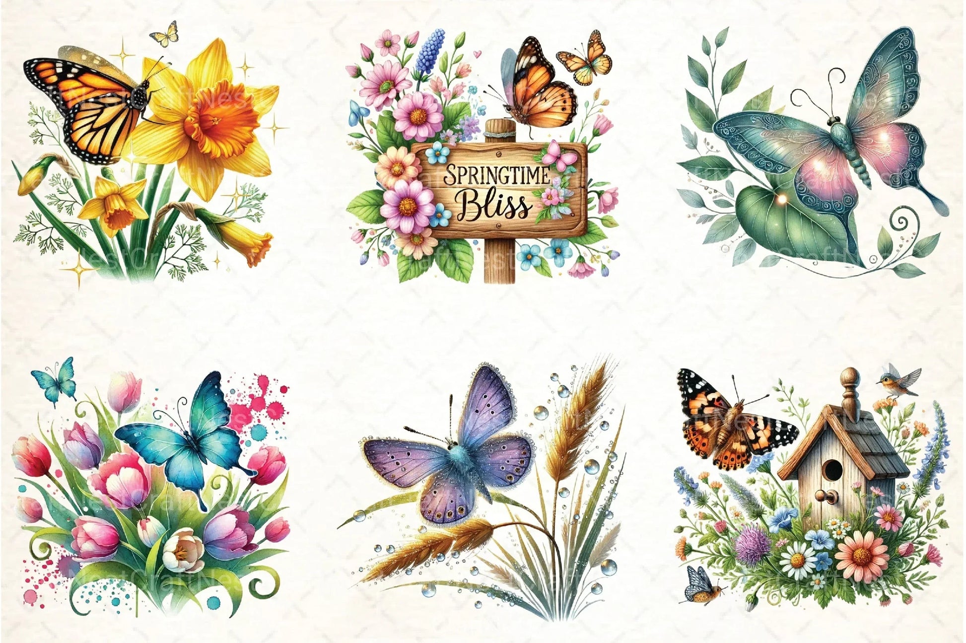 Spring Butterfly Clipart Bundle 2 - CraftNest - Digital Crafting and Art