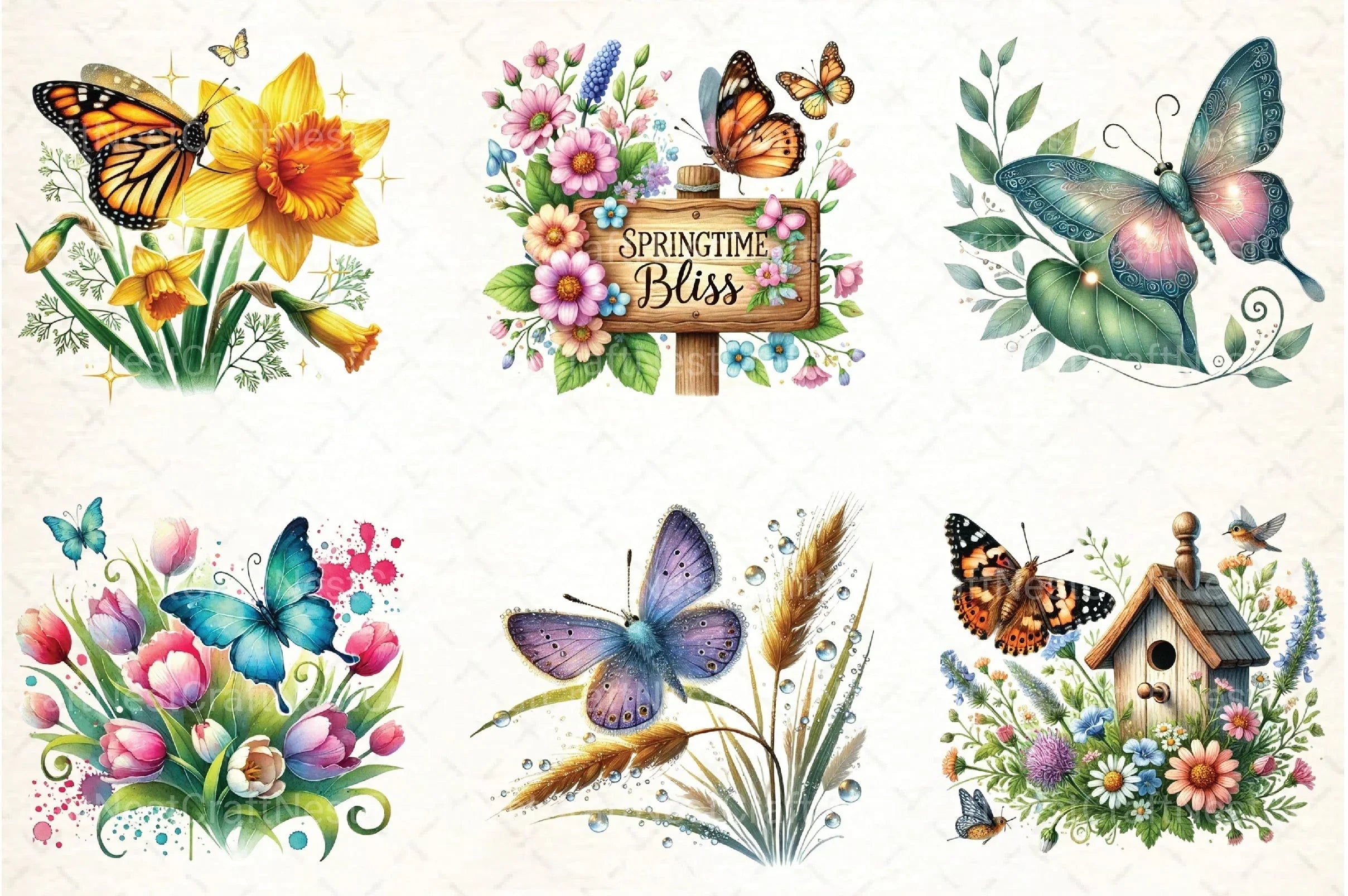Spring Butterfly Clipart Bundle 2 - CraftNest - Digital Crafting and Art