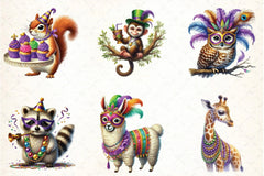 Mardi Gras Animal Clipart Bundle - CraftNest - Digital Crafting and Art