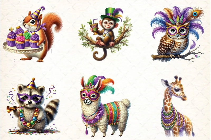Mardi Gras Animal Clipart Bundle - CraftNest - Digital Crafting and Art