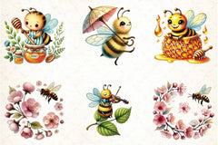 Spring Bees Clipart Bundle - CraftNest - Digital Crafting and Art