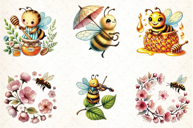 Spring Bees Clipart Bundle - CraftNest - Digital Crafting and Art