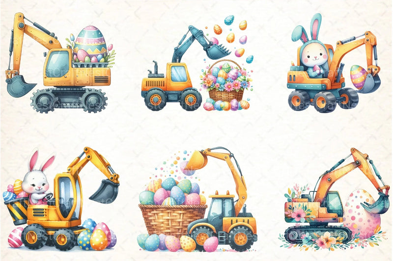 Eggs Excavator Construction Easter Clipart Bundle - CraftNest - Digital Crafting and Art