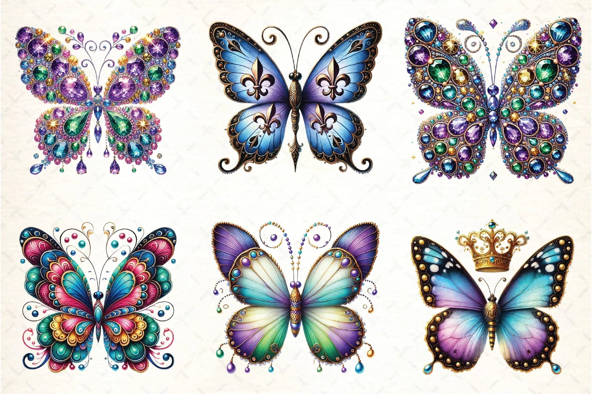 Mardi Gras Butterfly Clipart Bundle - CraftNest - Digital Crafting and Art