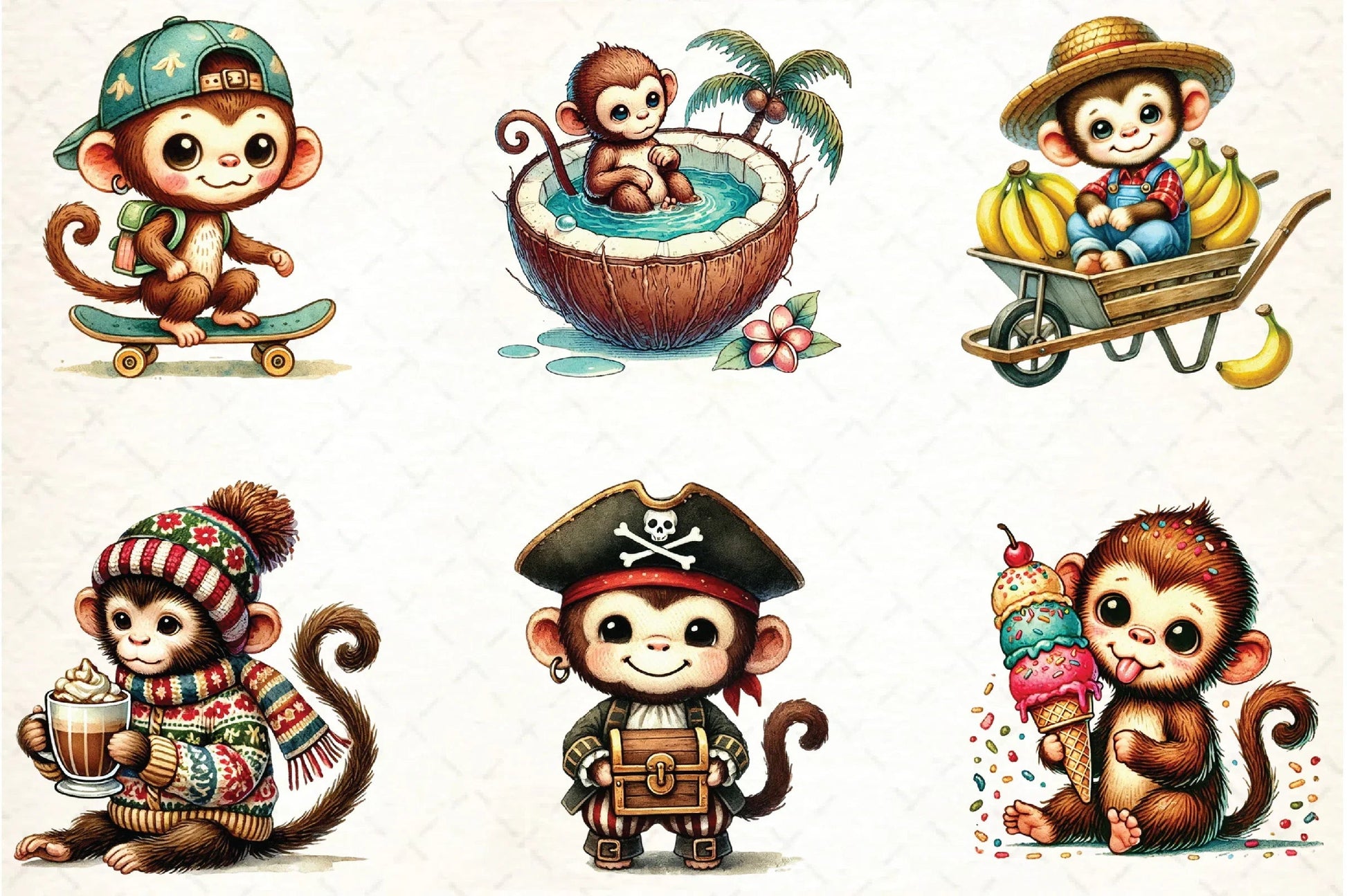 Monkey Clipart Bundle - CraftNest - Digital Crafting and Art