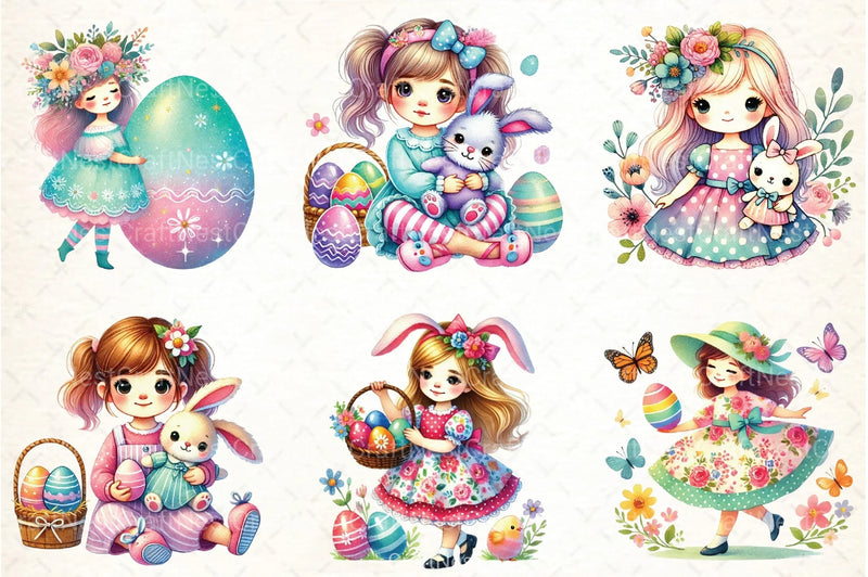 Spring Easter Girls Clipart Bundle - CraftNest - Digital Crafting and Art