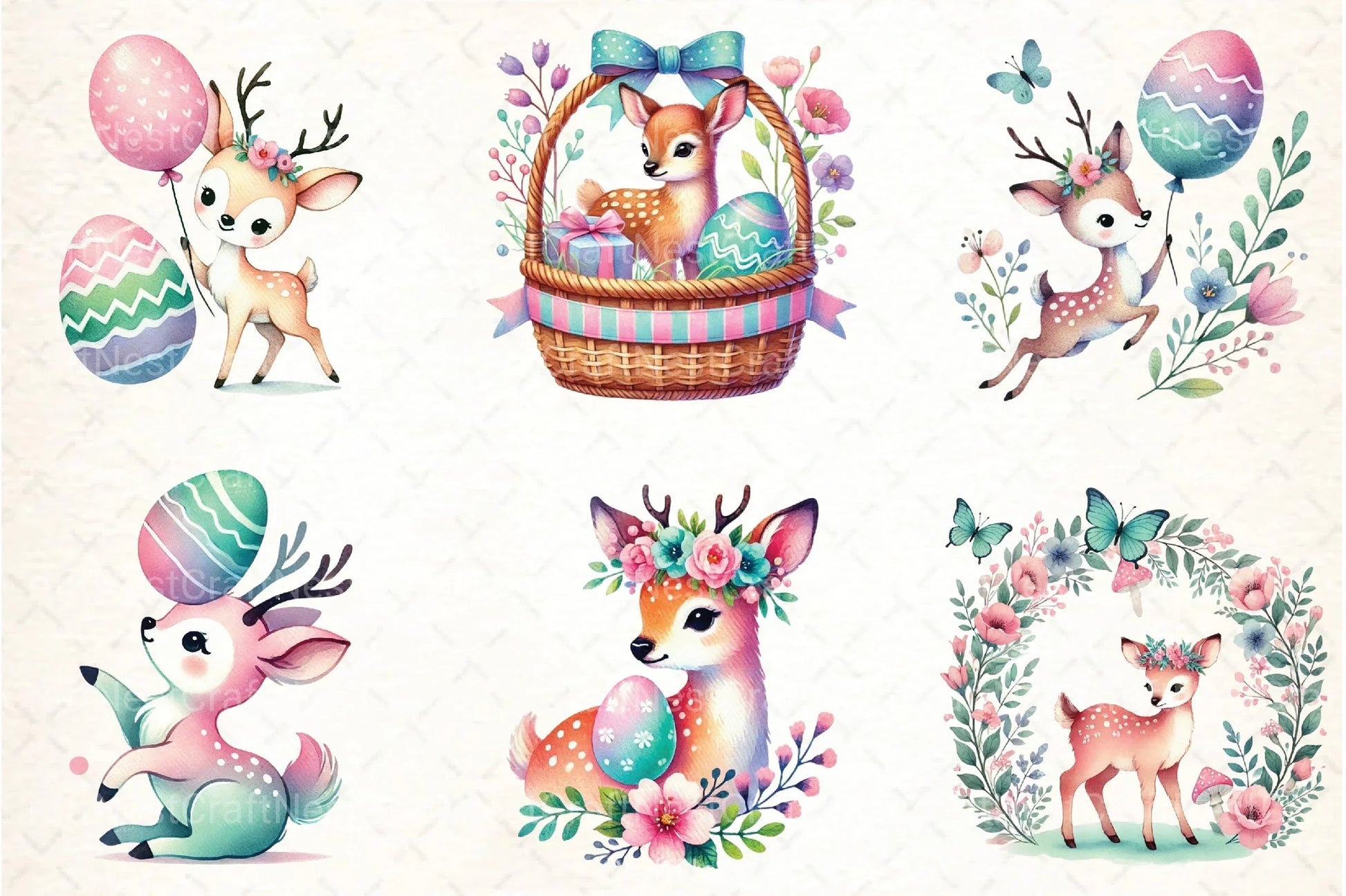 Cute Easter Deer Clipart Bundle - CraftNest - Digital Crafting and Art