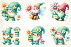 Cute Gnomes with Daisy Flower Clipart Bundle - CraftNest - Digital Crafting and Art