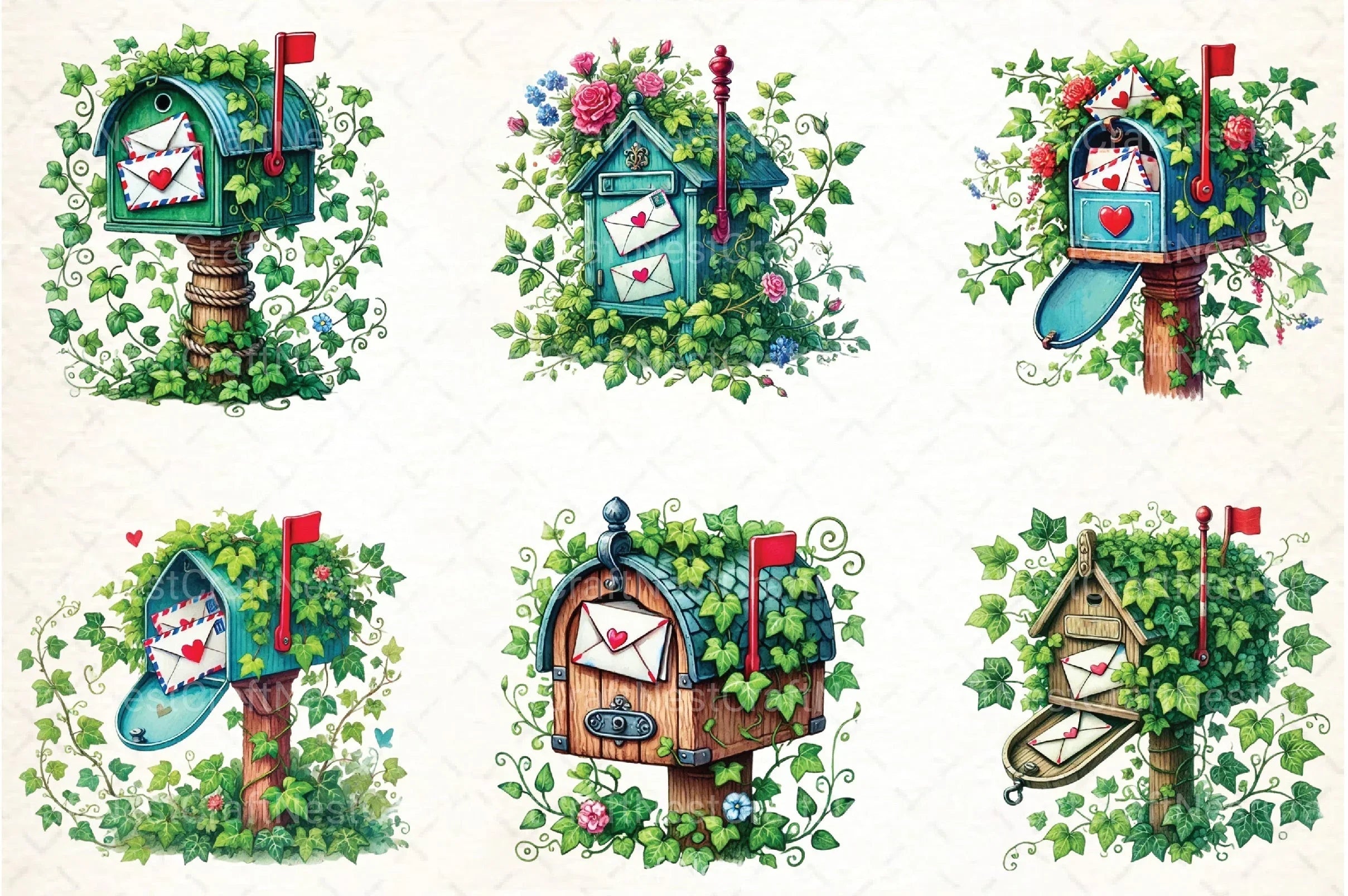 Spring Mailbox Clipart Bundle 3 - CraftNest - Digital Crafting and Art