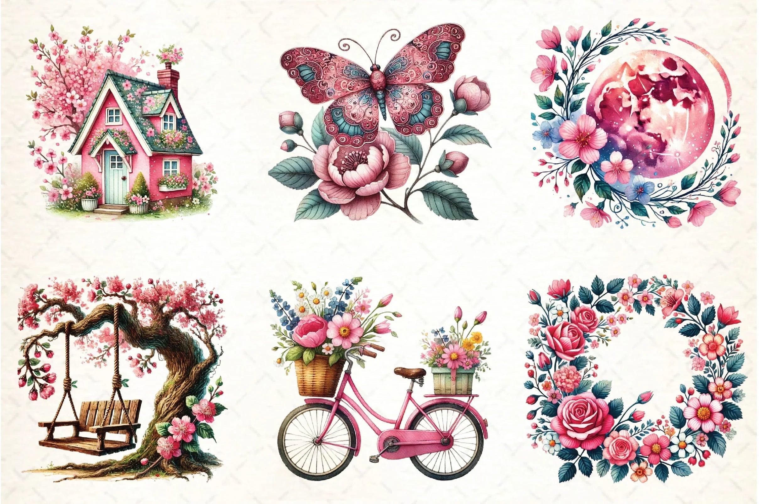 Pink Spring Clipart Bundle - CraftNest - Digital Crafting and Art
