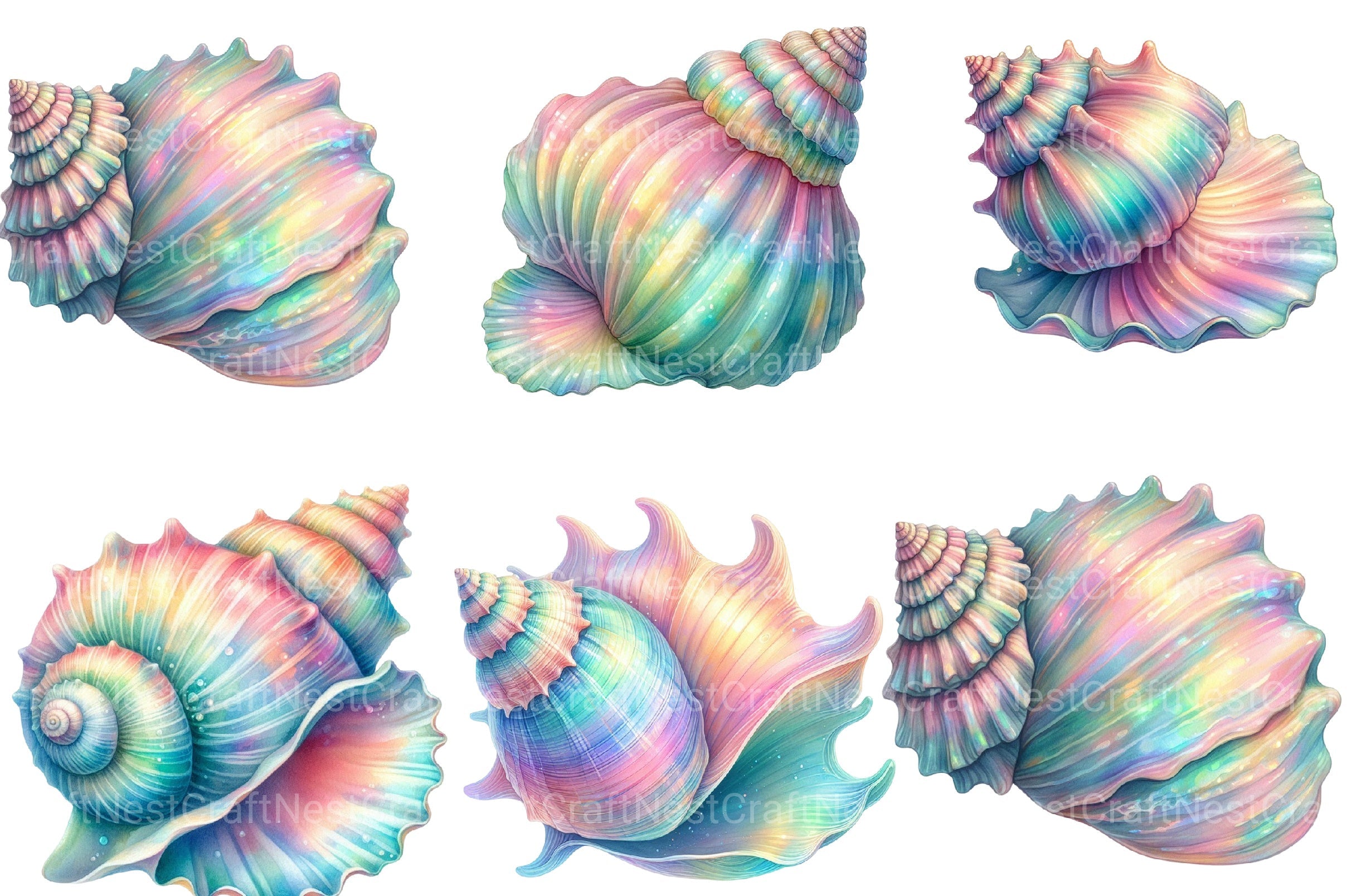 Summer Pastel Seashell Clipart Bundle - CraftNest - Digital Crafting and Art