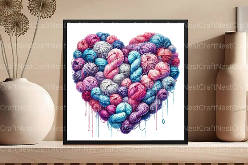 Valentine Heart Shaped Yarn Clipart Bundle - CraftNest - Digital Crafting and Art
