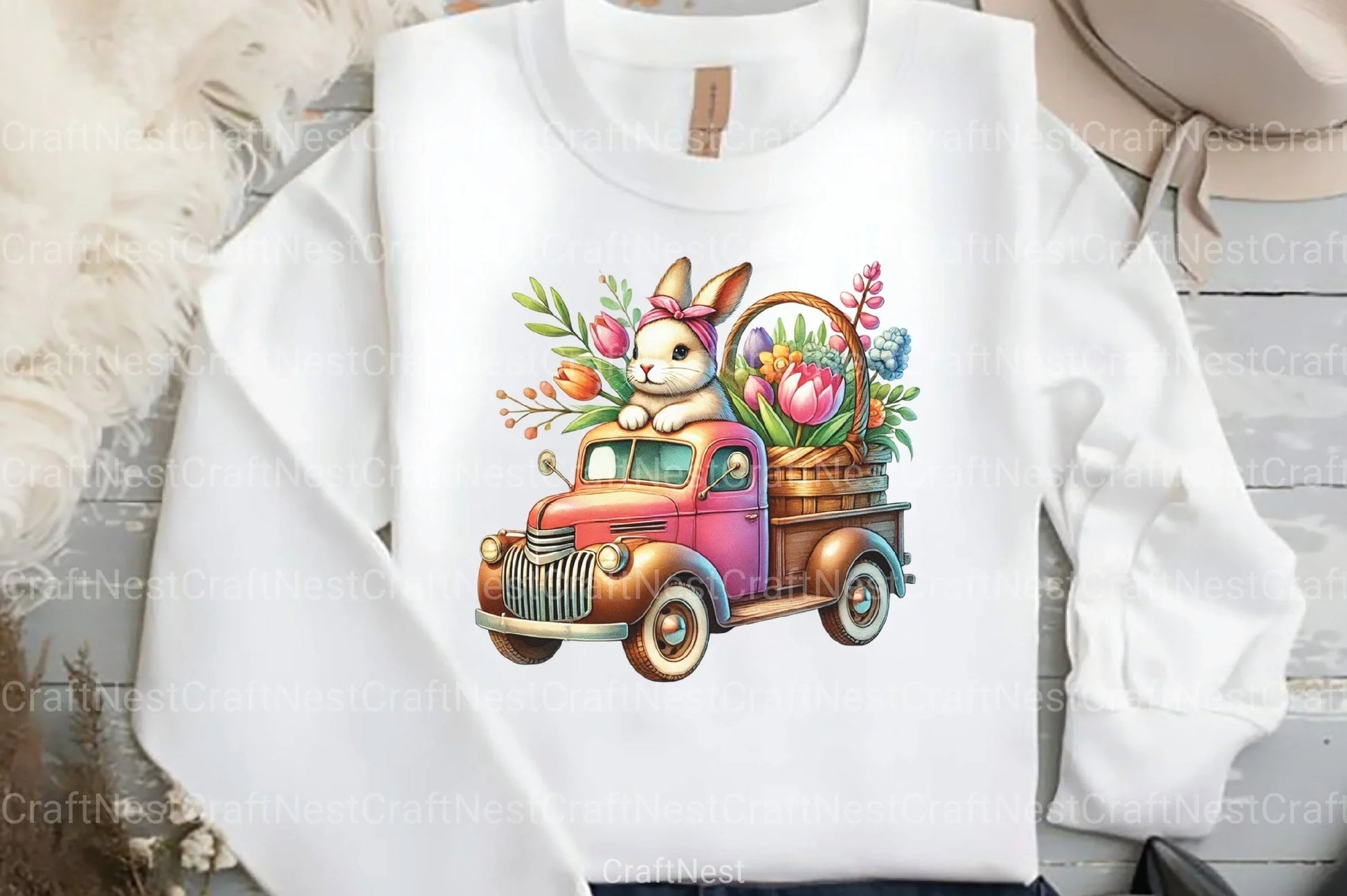 Spring Truck & Bunny Clipart Bundle - CraftNest - Digital Crafting and Art