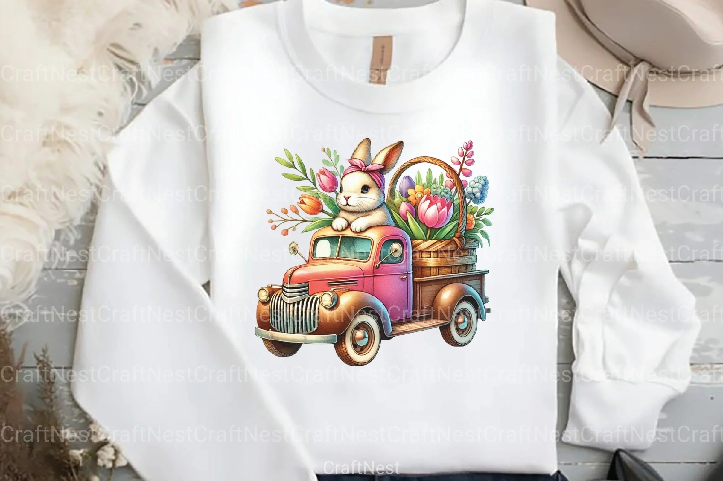 Spring Truck & Bunny Clipart Bundle - CraftNest - Digital Crafting and Art